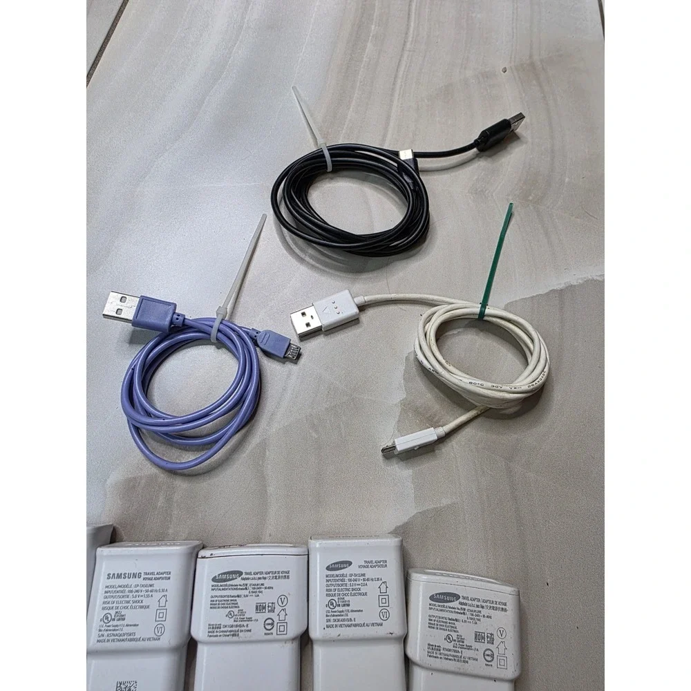 Samsung Travel Adapter Lot 9 Wall Blocks 3 USB Cables EP-TA20JWE EP-TA12JWE Z4
